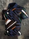 Men's Retro Color-Block Camouflage Short-Sleeve Polo Shirt