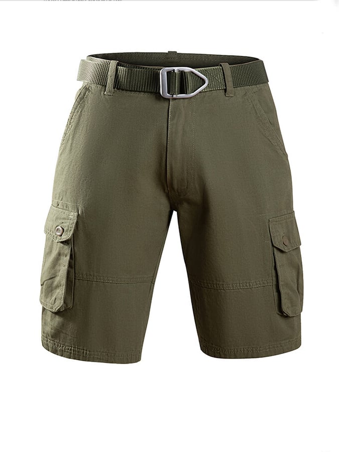 Men's Vintage Outdoor Cotton Plaid Woven Functional Work Shorts