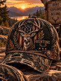 Retro Deer Hunting Print Casual Hat