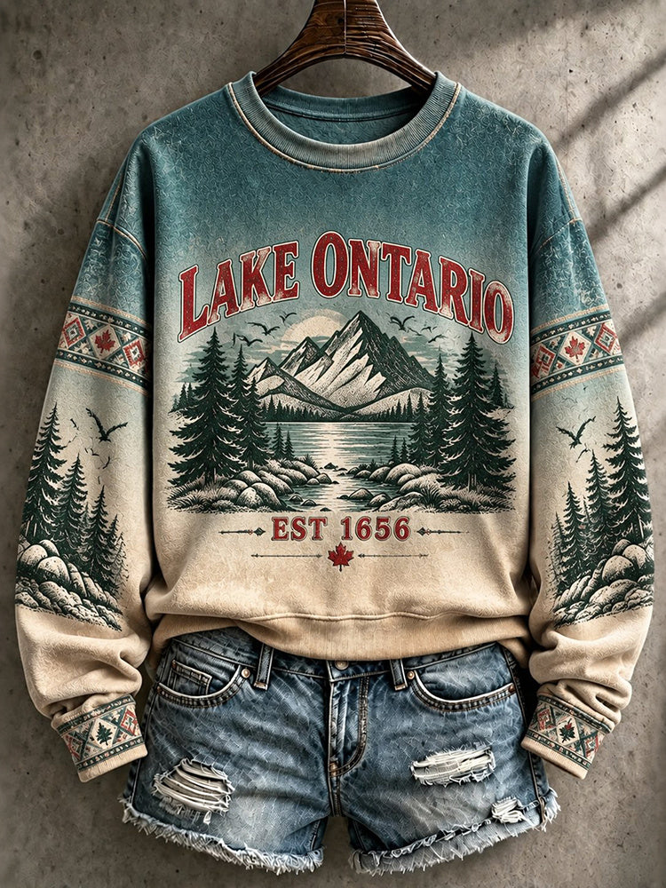 1656 Lake Ontario Women's Printed Casual Sweatshirt