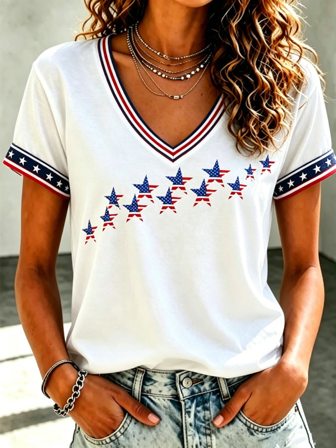 Women'S 250Th Anniversary Printed Casual V-Neck Top In The United States