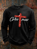 Men's Merry Christmas Printed Casual Long-Sleeved Top