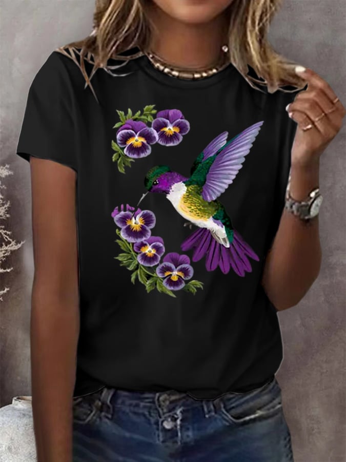 Women's Alzheimer'S Awareness Print Round Neck T-Shirt