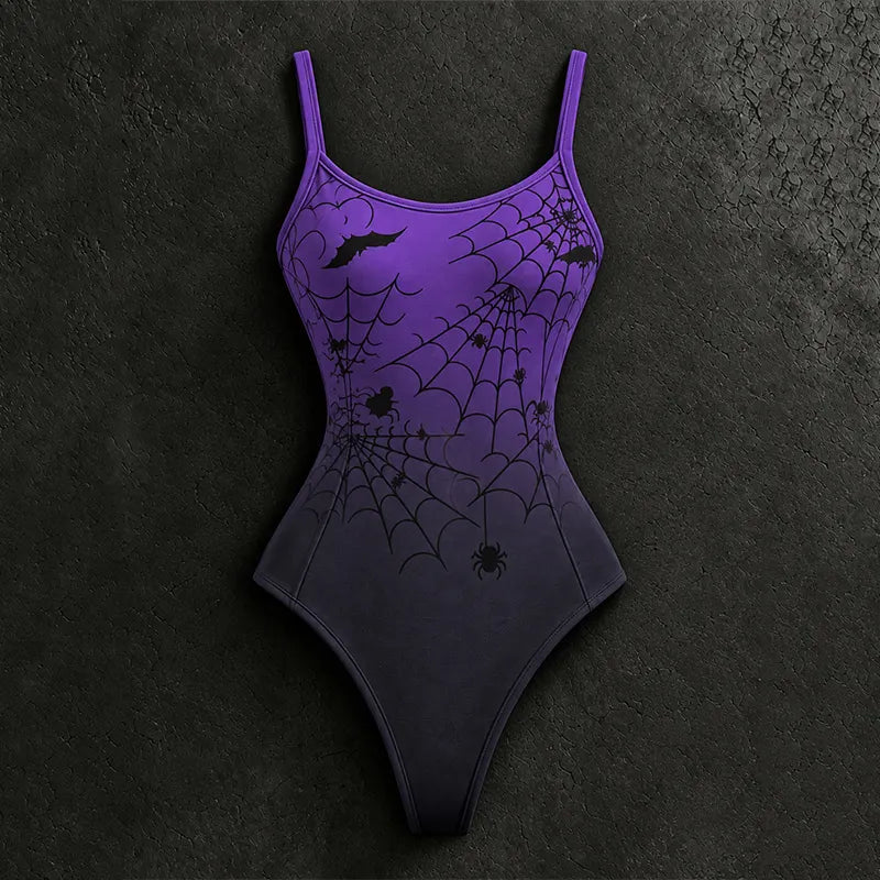 Women's Halloween Gothic Spiderweb And Crow Print Hoodie Two-piece Set
