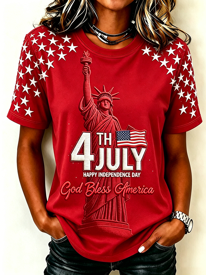 Women'S Casual Patriotic T-Shirt