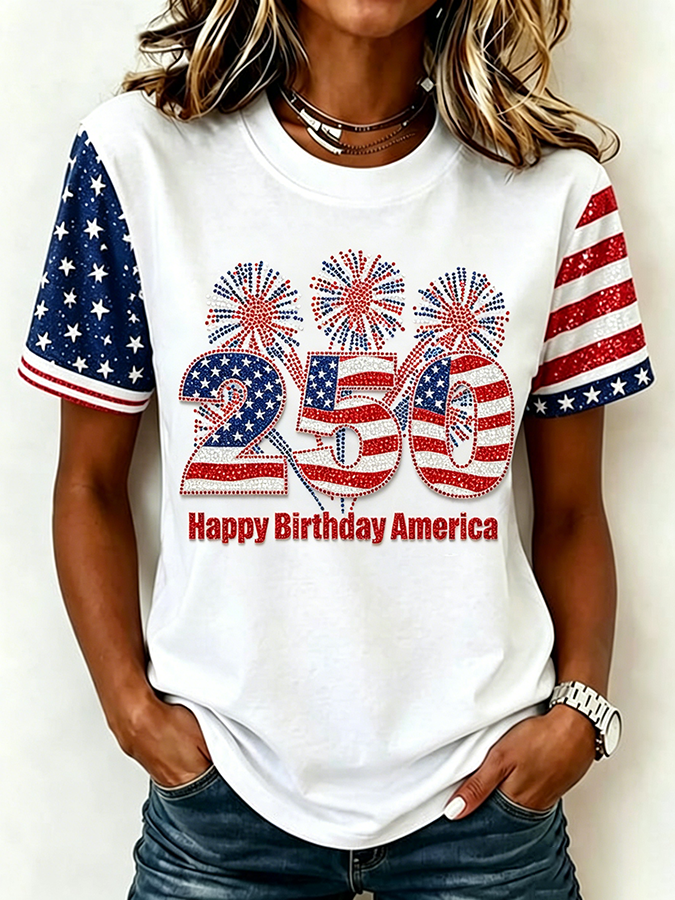 Women'S Casual Patriotic T-Shirt