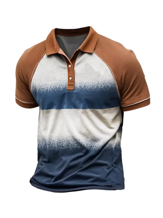 Classic, casual polo shirt with color block design for men
