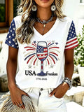Women's Independence Day Casual Printed Short-Sleeve T-shirt