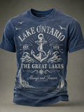 Men's Retro Lake Ontario Print T-shirt
