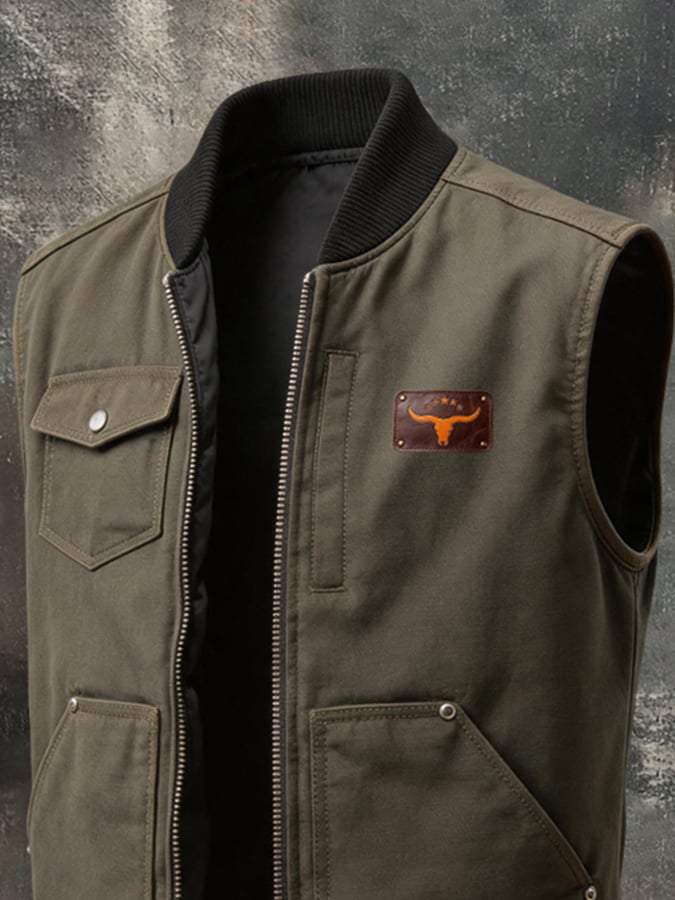 Men's Vintage Multi-Pocket Utility Casual Vest Jacket