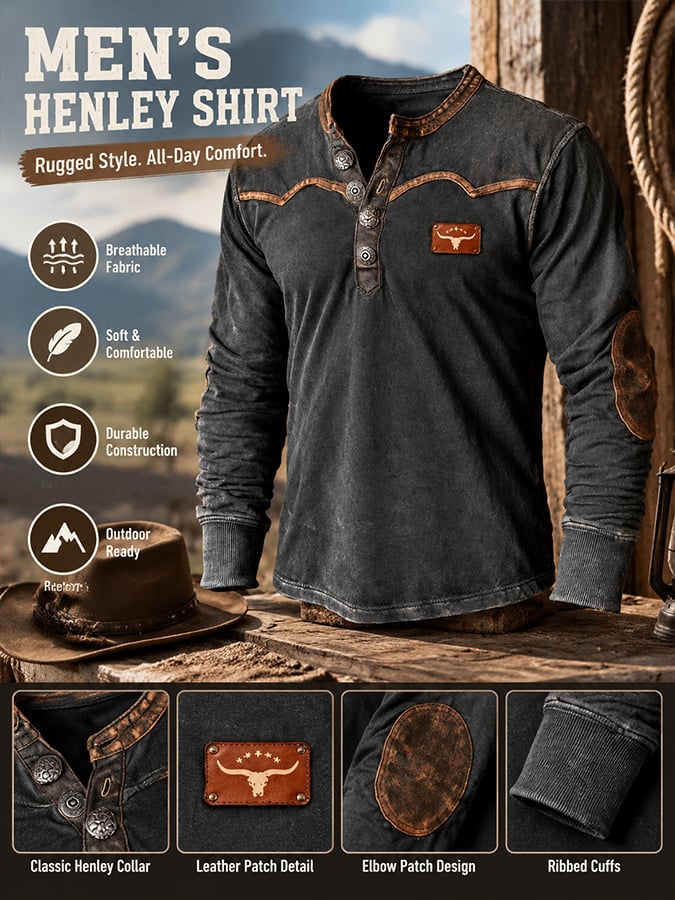 Men's Vintage Comfortable Henley T-Shirt
