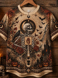 Women's Vintage Boho Gothic Skeleton Raven Sacred Heart Halloween T-shirt