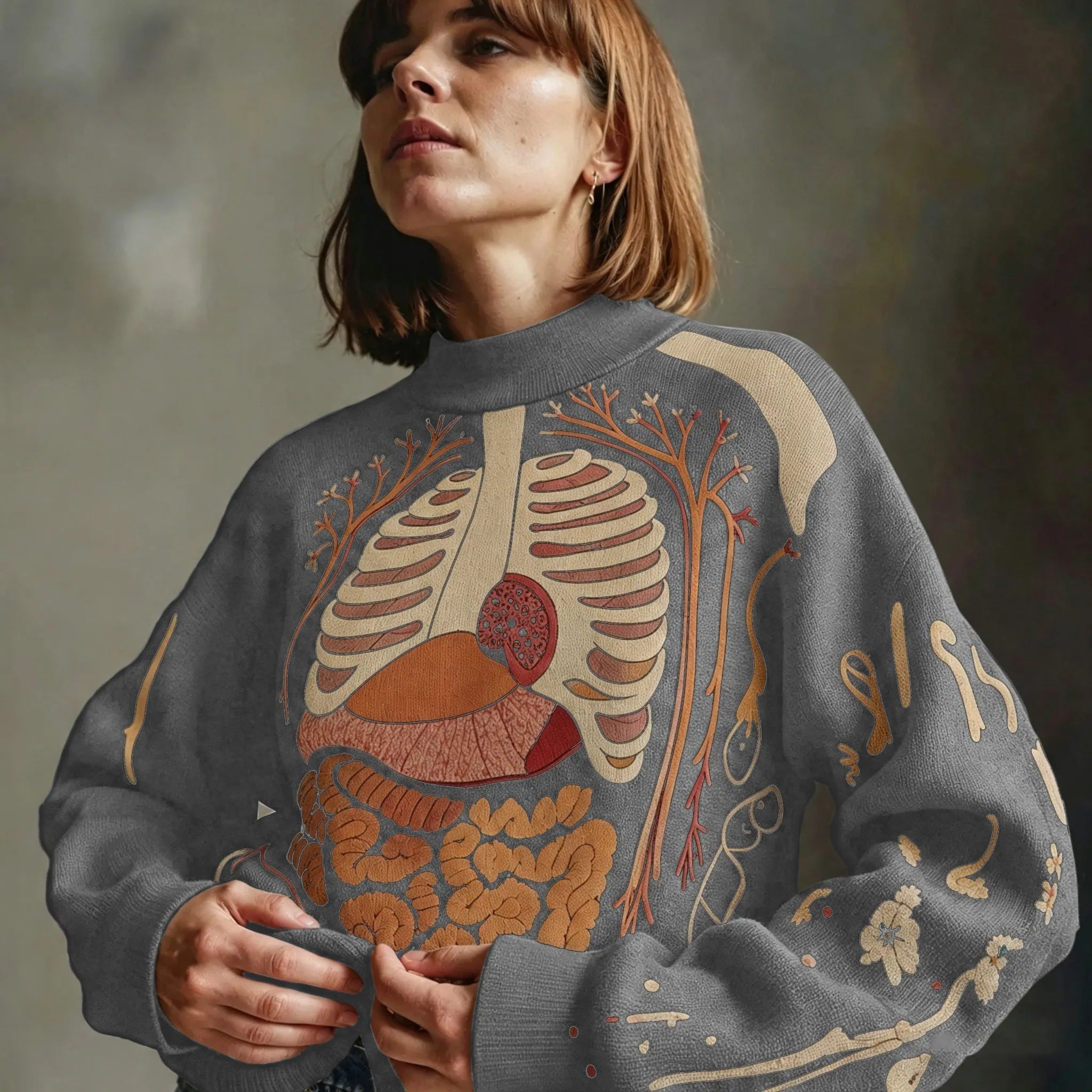Classic Halloween Anatomy Art Chunky Knitted Sweater