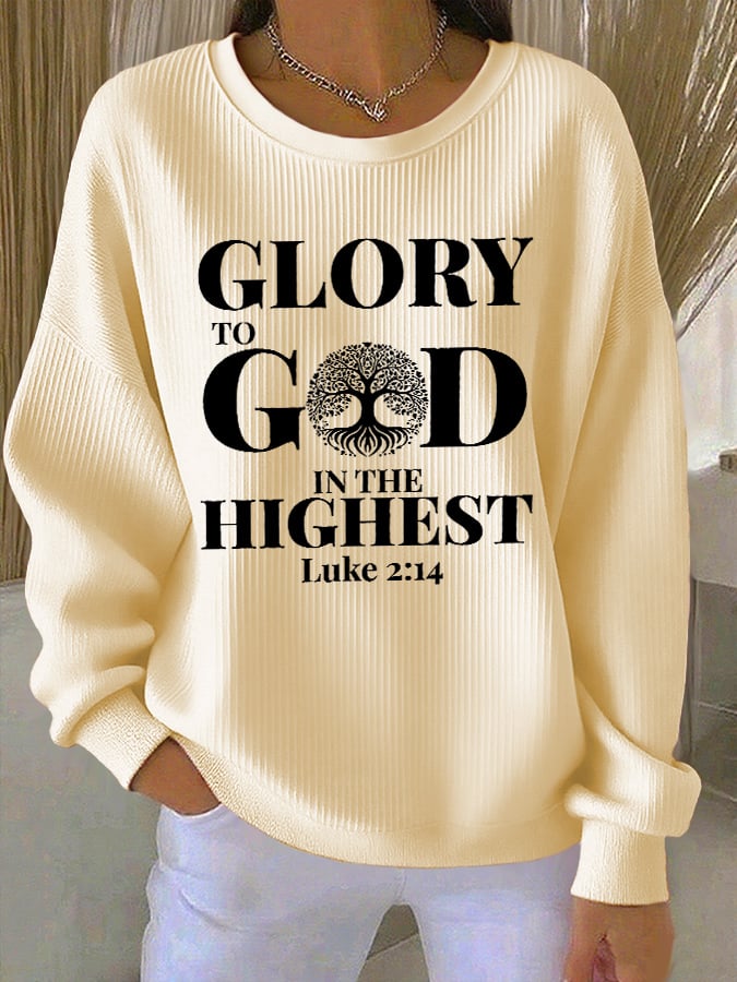 Women's Casual Autumn/Winter GLORY TO GOD IN THE HIGHEST Sweatshirt