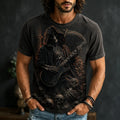 Men's Retro Halloween Theme Rock Skull Print T-shirt