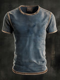 Men's casual washed round neck short sleeve t-shirt