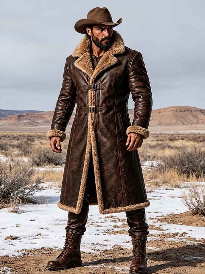 Men'S Vintage Mid-Length Jacket With Fleece Lining