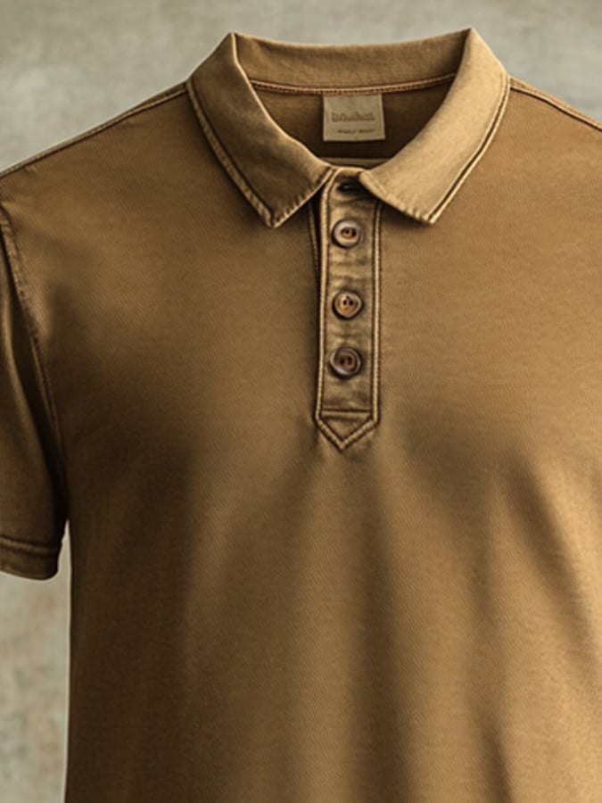 Classic patchwork polo shirt made of retro fabric for men