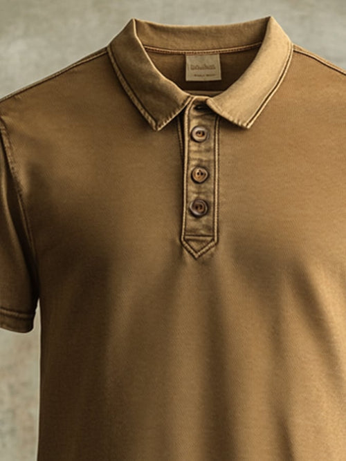 Classic patchwork polo shirt made of retro fabric for men