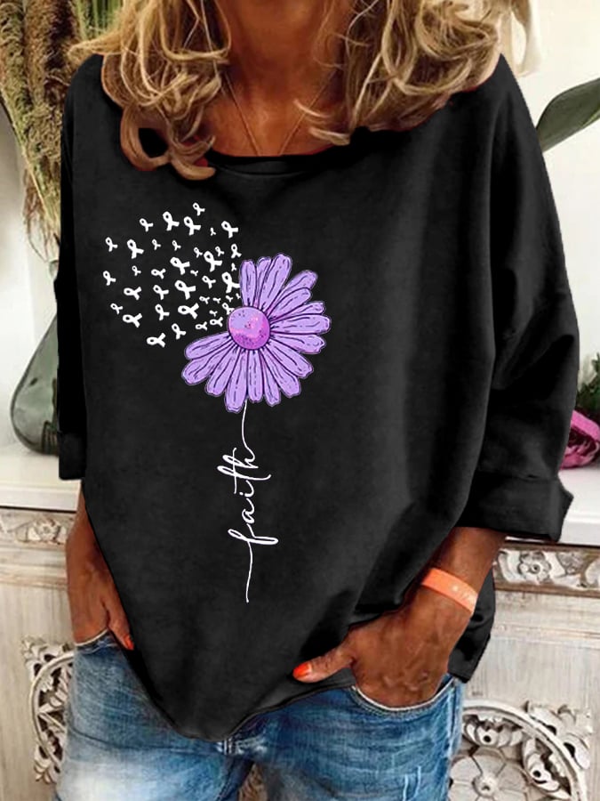 Women's Purple Ribbon Faith Alzheimer's Awareness Fighter Supporter Top