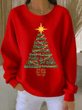 Women's Faith Christmas Tree Print Casual Sweatshirt