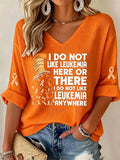 Women's  Leukemia Awareness V-neck T-shirt