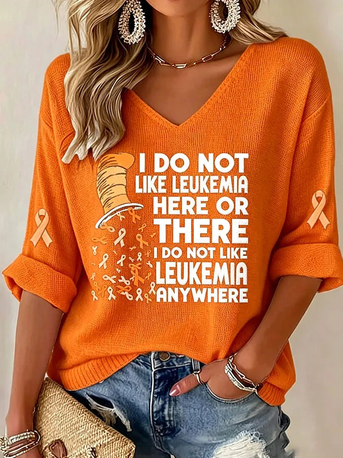 Women's  Leukemia Awareness V-neck T-shirt