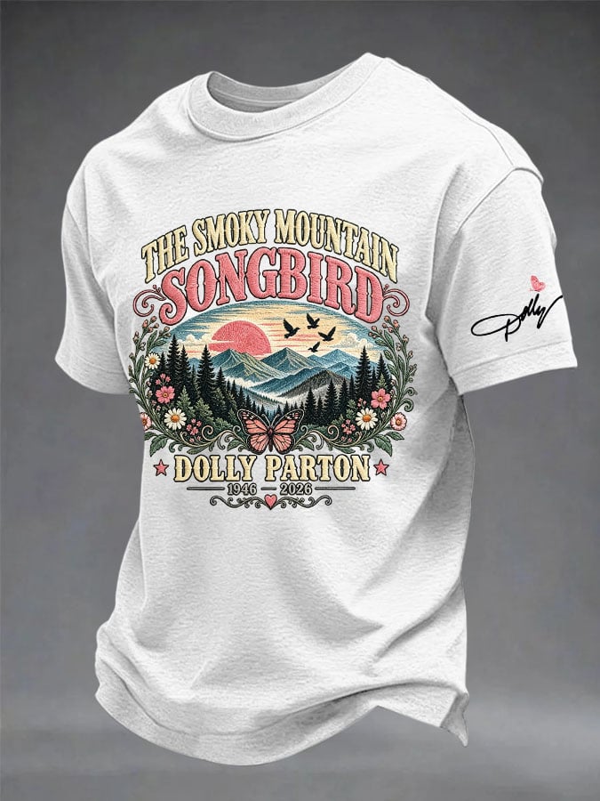 Men's Country Music Legend Tribute Print Round Neck T-shirt