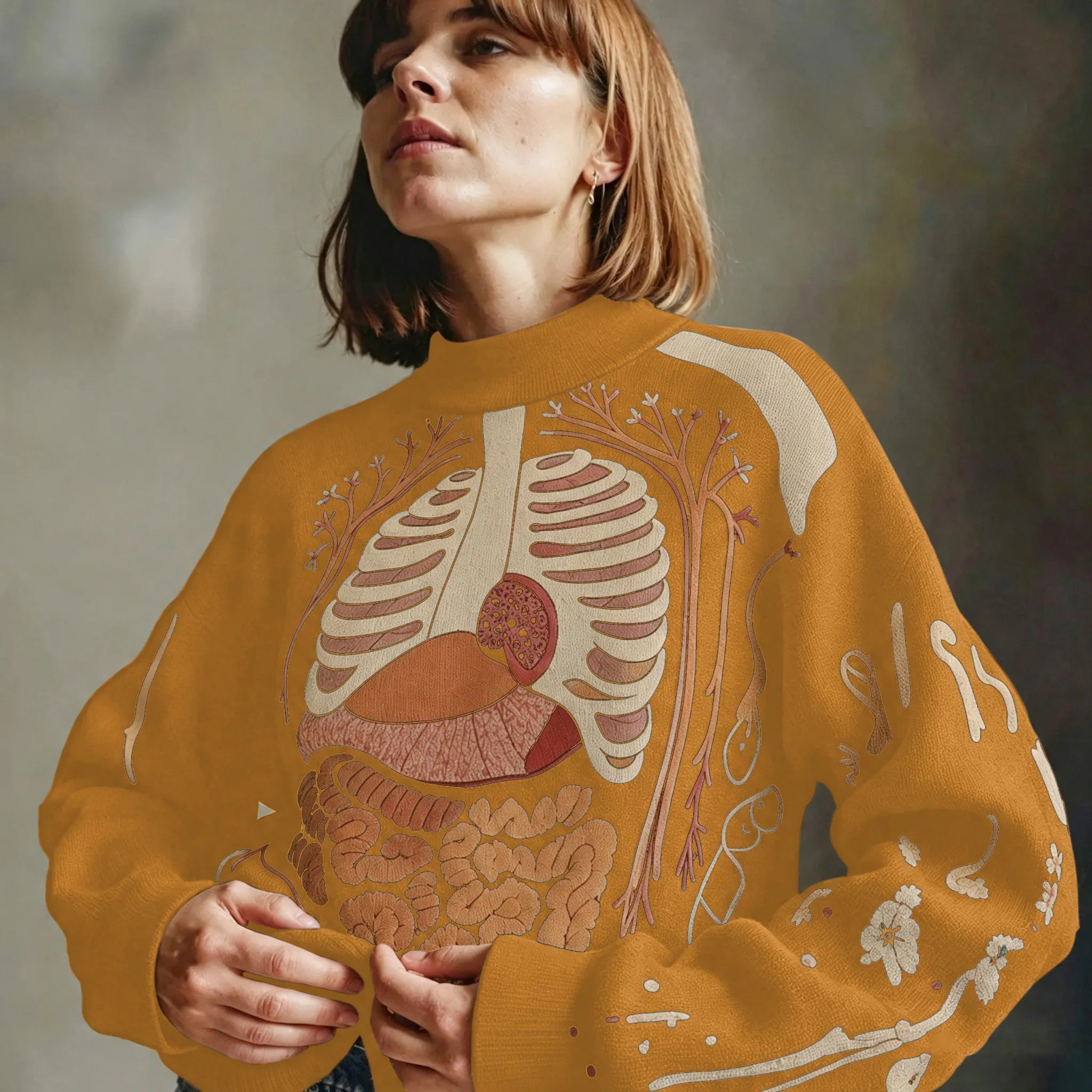 Classic Halloween Anatomy Art Chunky Knitted Sweater