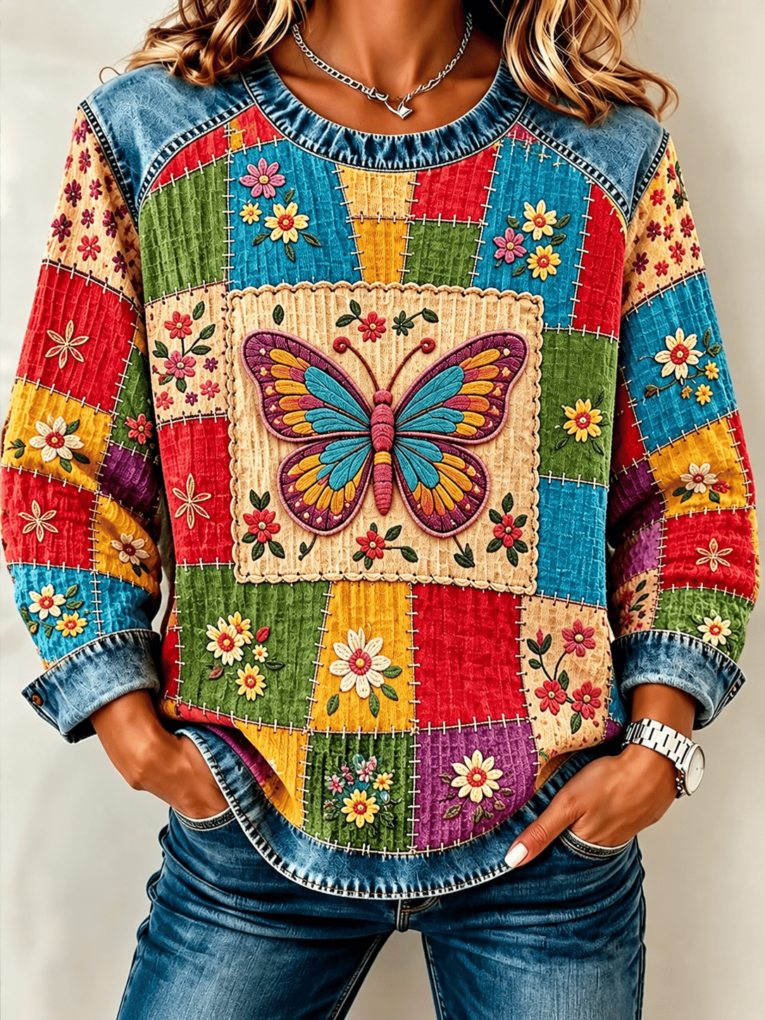 Women's Casual Printed Long-Sleeve Sweatshirt