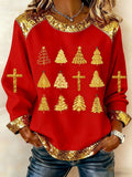 Women's Faith Art Pattern Patchwork Casual Sweatshirt