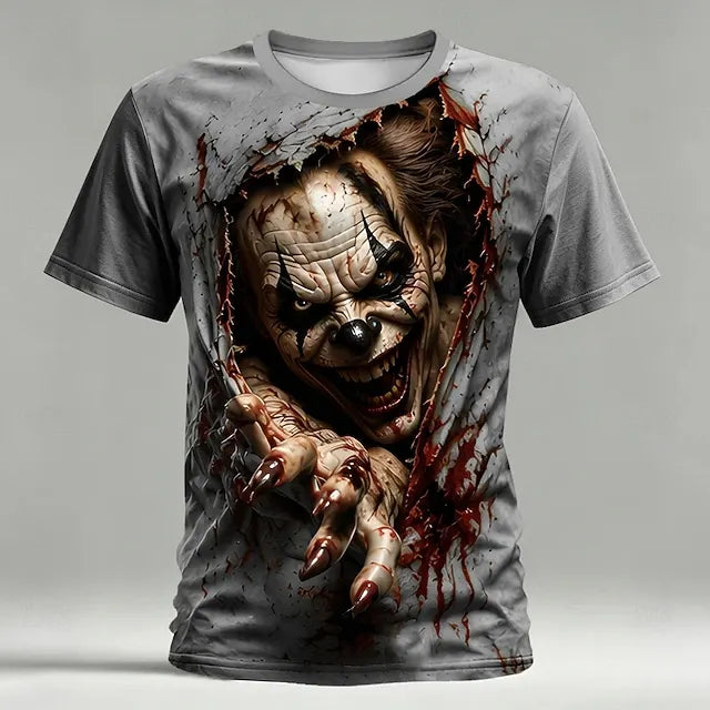 Halloween Men's Optical Illusion Creepy Clown 3d T-shirt
