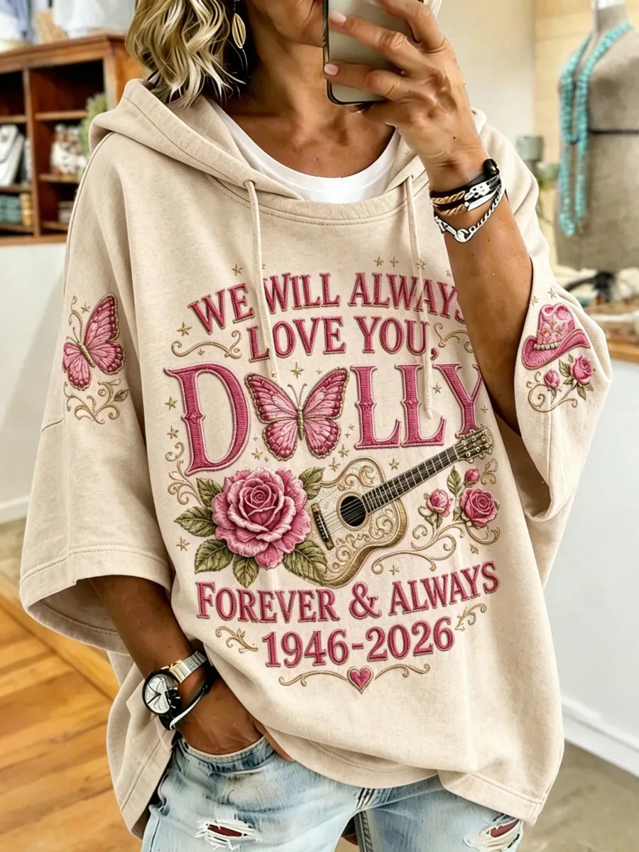 Women'S Commemorative Print Casual Hooded Sweatshirt