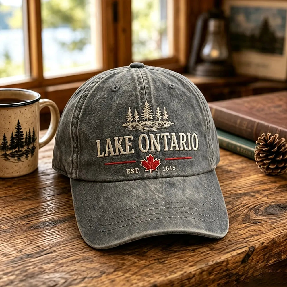 Vintage Lake Ontario Pattern Art Unisex Baseball Cap