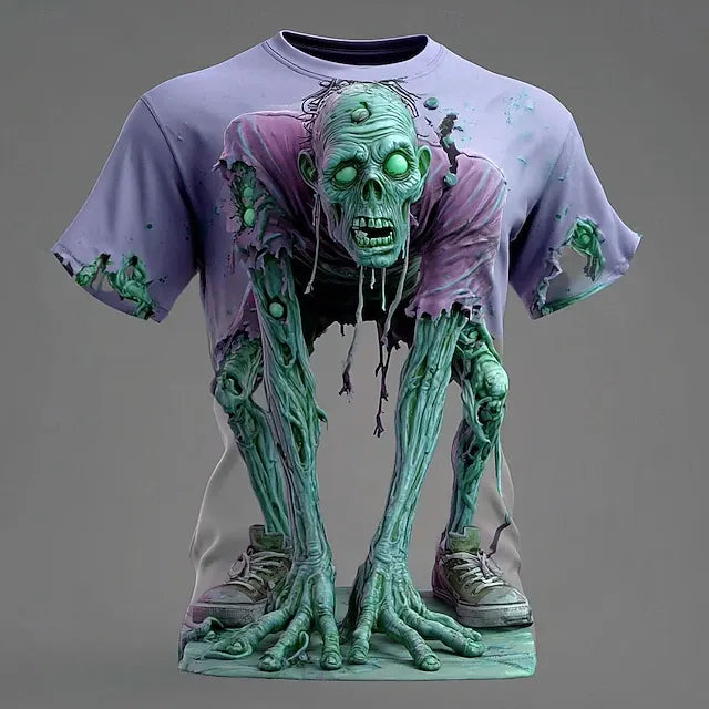 Men's Halloween Optical Illusion Zombies 3d Short Sleeve T-shirt