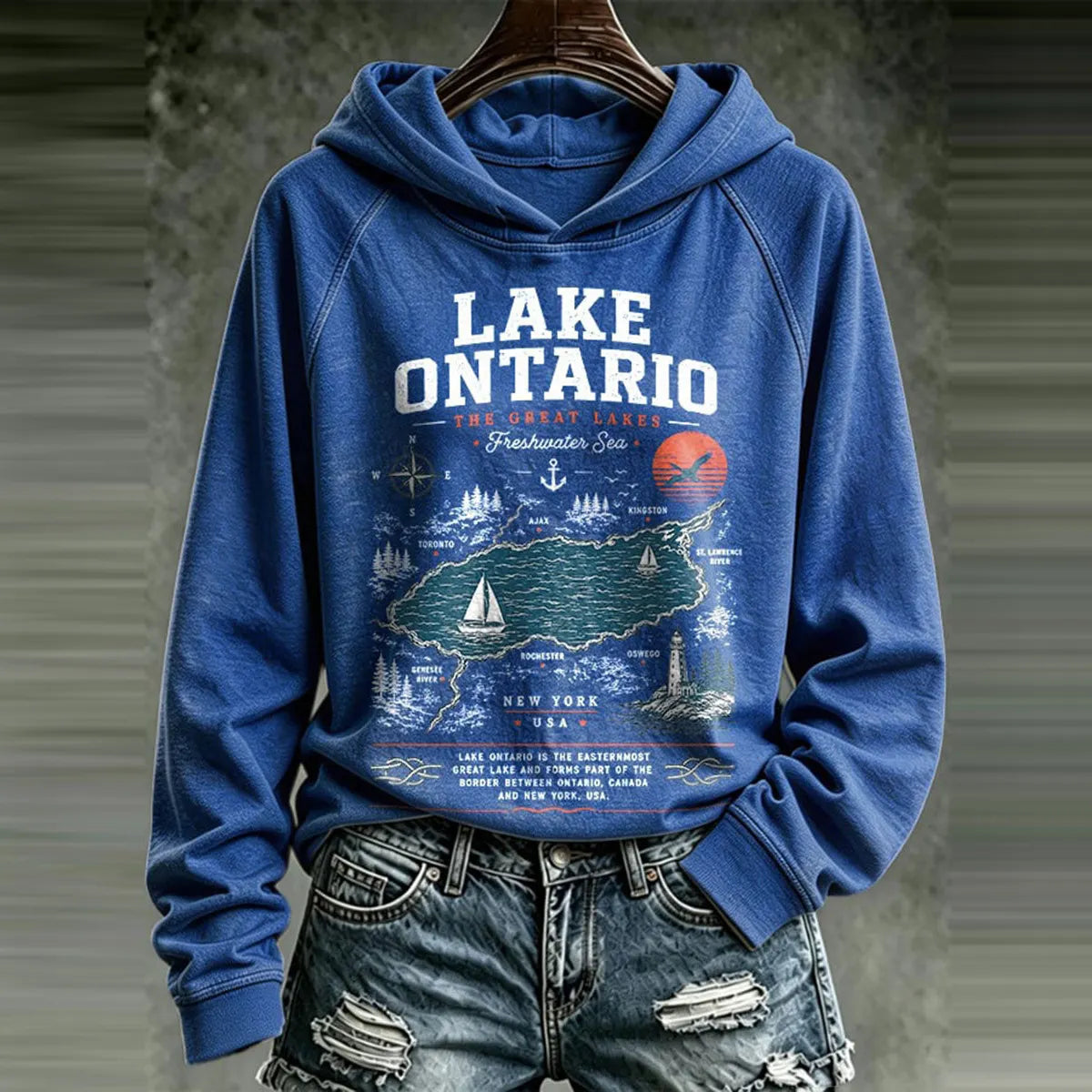 Women's Lake Ontario Printed Casual Hoodie