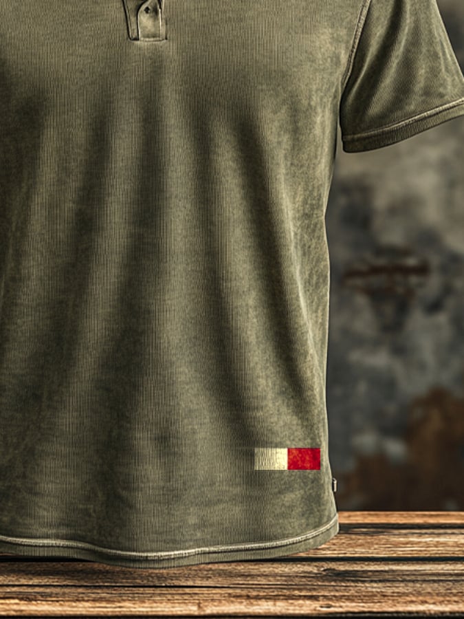Men's Henry vintage waffle-knit short-sleeved T-shirt