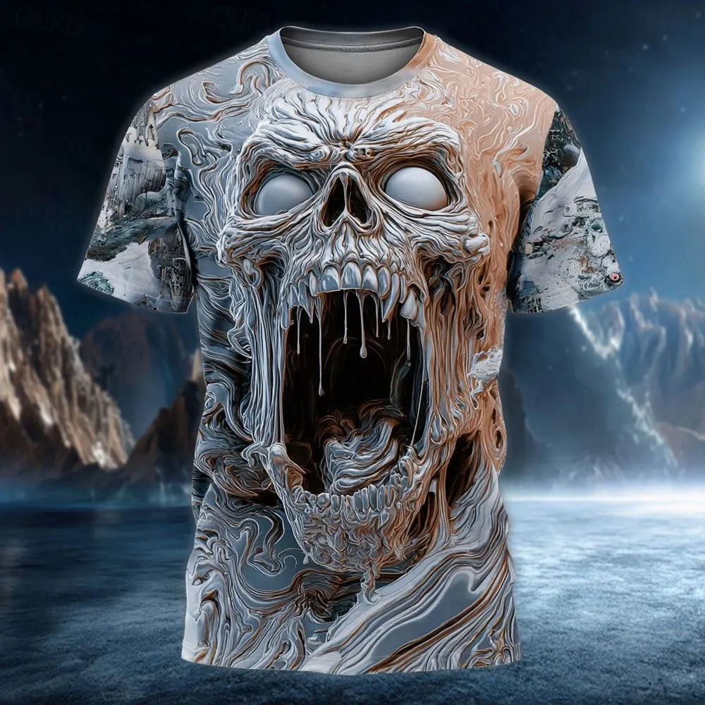 Halloween Men's 3d Skull Short Sleeve T-shirt