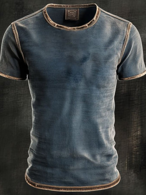 Men's casual washed round neck short sleeve t-shirt