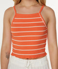 Horizontal Striped Tank Top With Round Neck