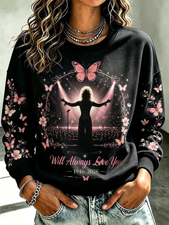Women'S Commemorative Printed Round Neck Sports Shirt