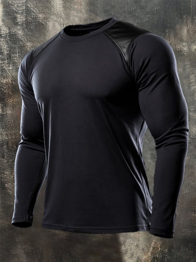 Men's Vintage-Style Comfortable Cotton Panel T-Shirt