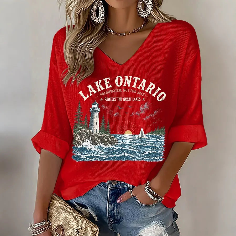 Women’s Lake Ontario Printed Casual T-shirt