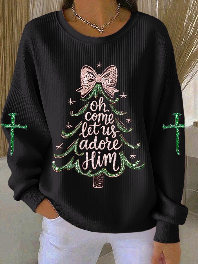 Women's Casual Print Long Sleeve Knit Top