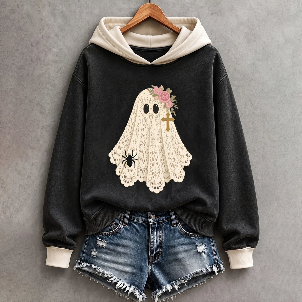 Women's Cute Ghost Print Casual Hoodie