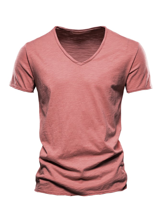 Men's Basic Casual Cotton V-Neck Short Sleeve T-Shirt