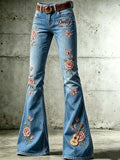 Women'S Commemorative Pattern Waffle Casual Jeans
