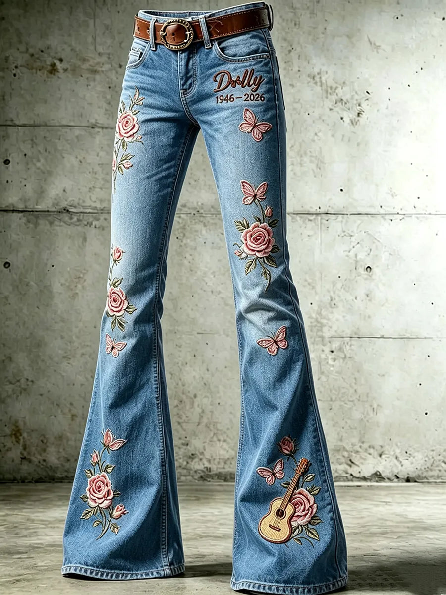 Women'S Commemorative Pattern Waffle Casual Jeans