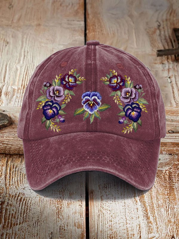 Alzheimer's Purple Floral Retro Hat
