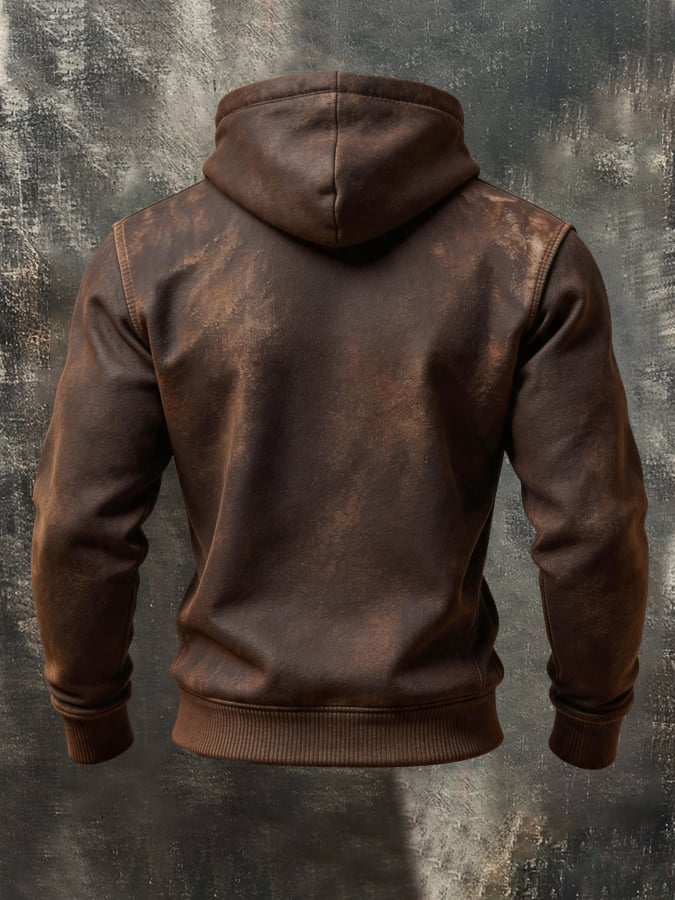 Men's Vintage-Style Distressed Cotton Hoodie